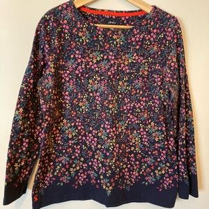 Joules Harbour Long Sleeve Top, Navy Ditsy Floral Print, Size US 12